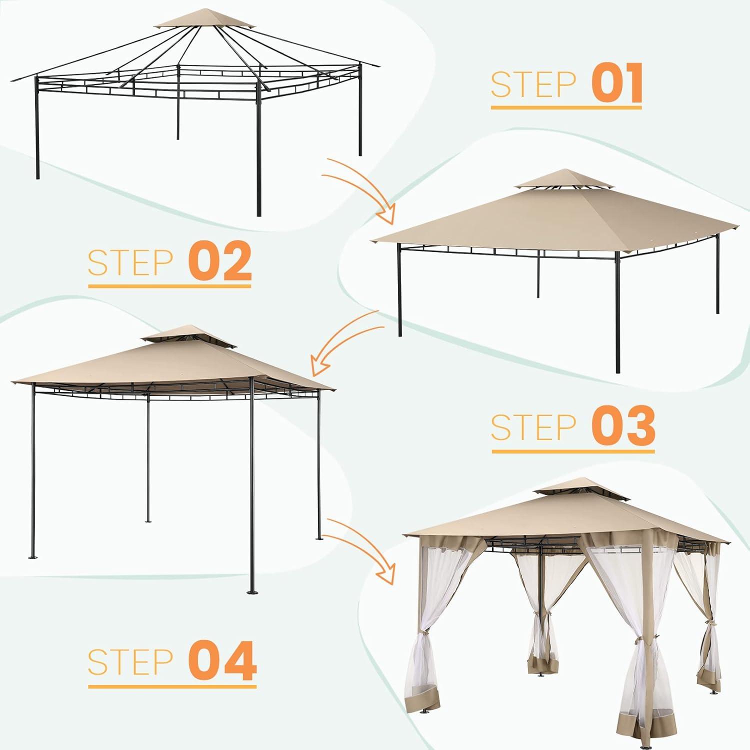 image:imageCOBIZI 10x10 Pop up Canopy Canopy Tent 10x10 with 3 Sidewalls 1 Person Easy Set upTents for Parties Outdoor Tent with Fluorescent Strip amp 4 Sandbags Waterproof 3 Adjustable HeightDark BlueKhakiUPF50