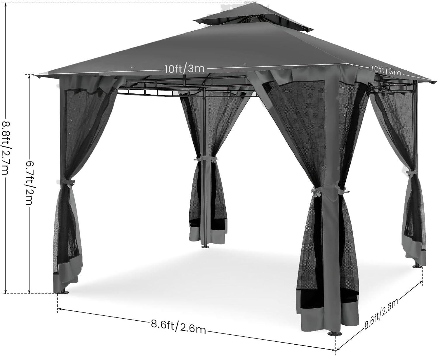 image:imageCOBIZI 10x10 Pop up Canopy Canopy Tent 10x10 with 3 Sidewalls 1 Person Easy Set upTents for Parties Outdoor Tent with Fluorescent Strip amp 4 Sandbags Waterproof 3 Adjustable HeightDark BlueBlackUPF50