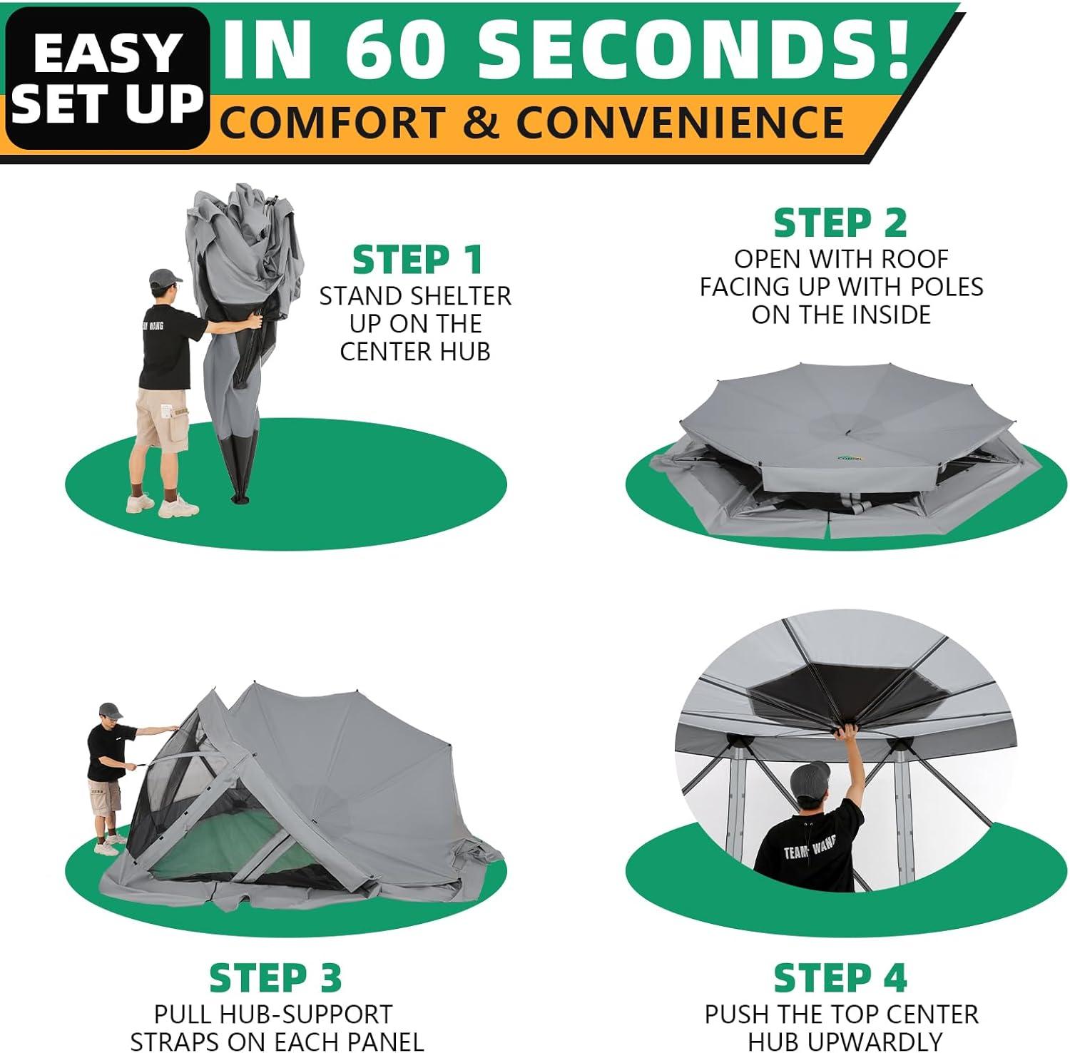 image:imageCOBIZI 10x10 Pop up Canopy Canopy Tent 10x10 with 3 Sidewalls 1 Person Easy Set upTents for Parties Outdoor Tent with Fluorescent Strip amp 4 Sandbags Waterproof 3 Adjustable HeightDark BlueGray