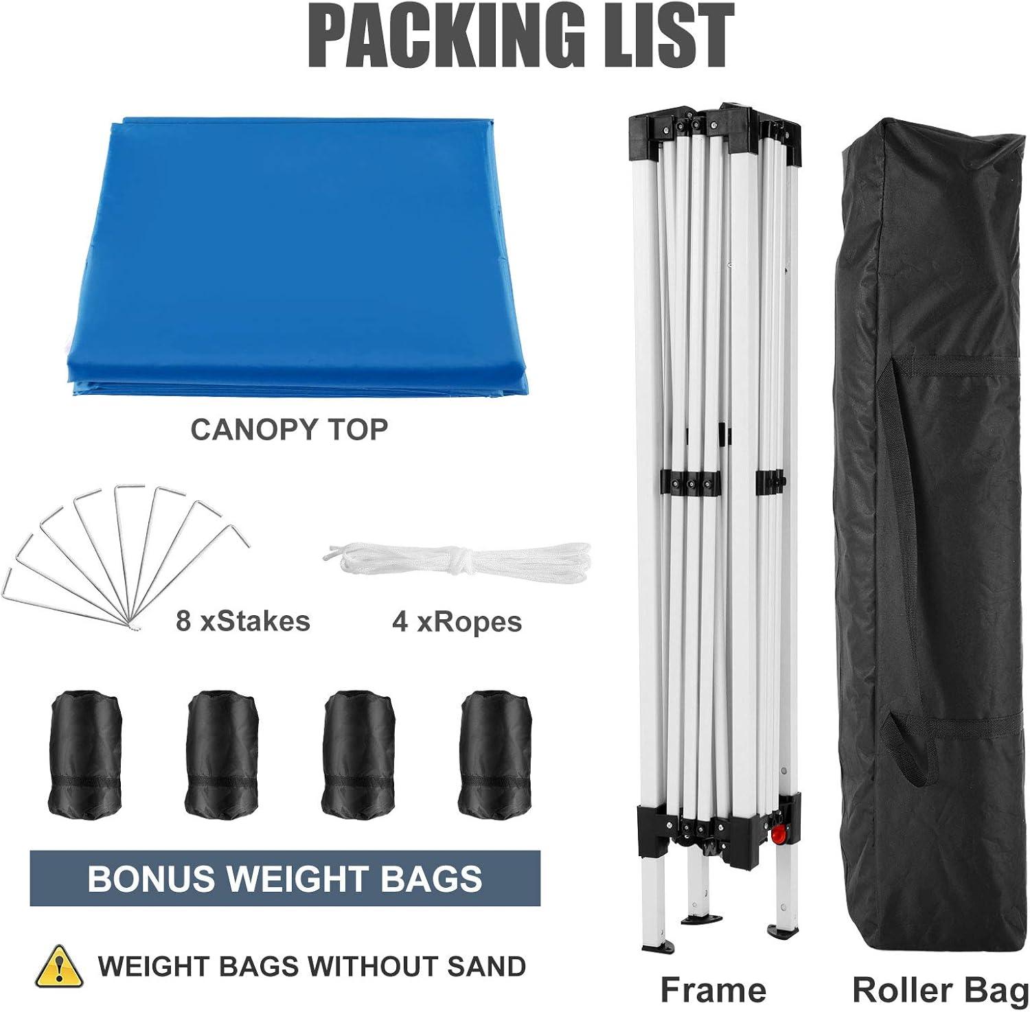 image:imageCOBIZI 10x10 Pop up Canopy Canopy Tent 10x10 with 3 Sidewalls 1 Person Easy Set upTents for Parties Outdoor Tent with Fluorescent Strip amp 4 Sandbags Waterproof 3 Adjustable HeightDark BlueGray