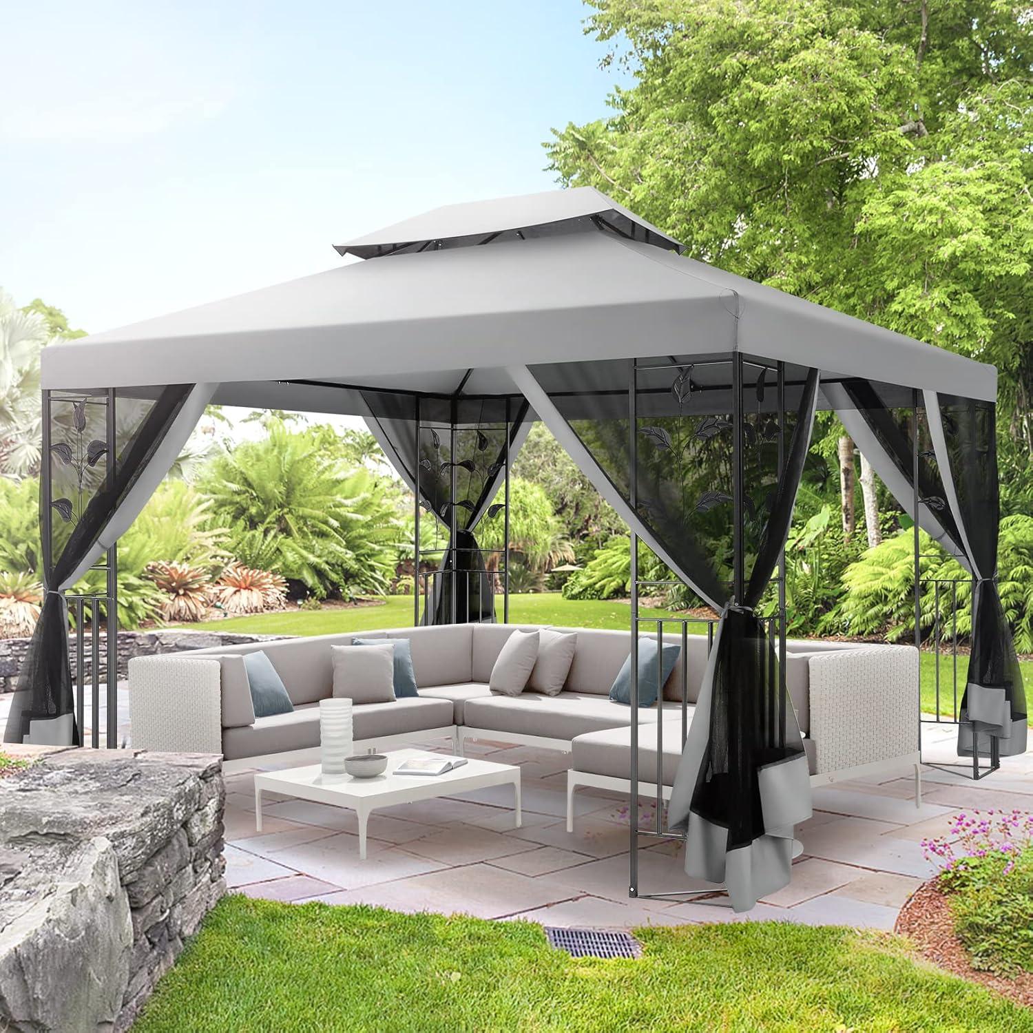 image:imageCOBIZI 10x10 Pop up Canopy Canopy Tent 10x10 with 3 Sidewalls 1 Person Easy Set upTents for Parties Outdoor Tent with Fluorescent Strip amp 4 Sandbags Waterproof 3 Adjustable HeightDark BlueGray