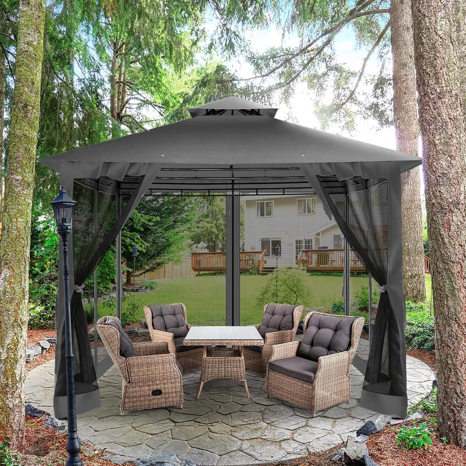 image:imageCOBIZI 10x10 Pop up Canopy Canopy Tent 10x10 with 3 Sidewalls 1 Person Easy Set upTents for Parties Outdoor Tent with Fluorescent Strip amp 4 Sandbags Waterproof 3 Adjustable HeightDark BlueBlackUPF50