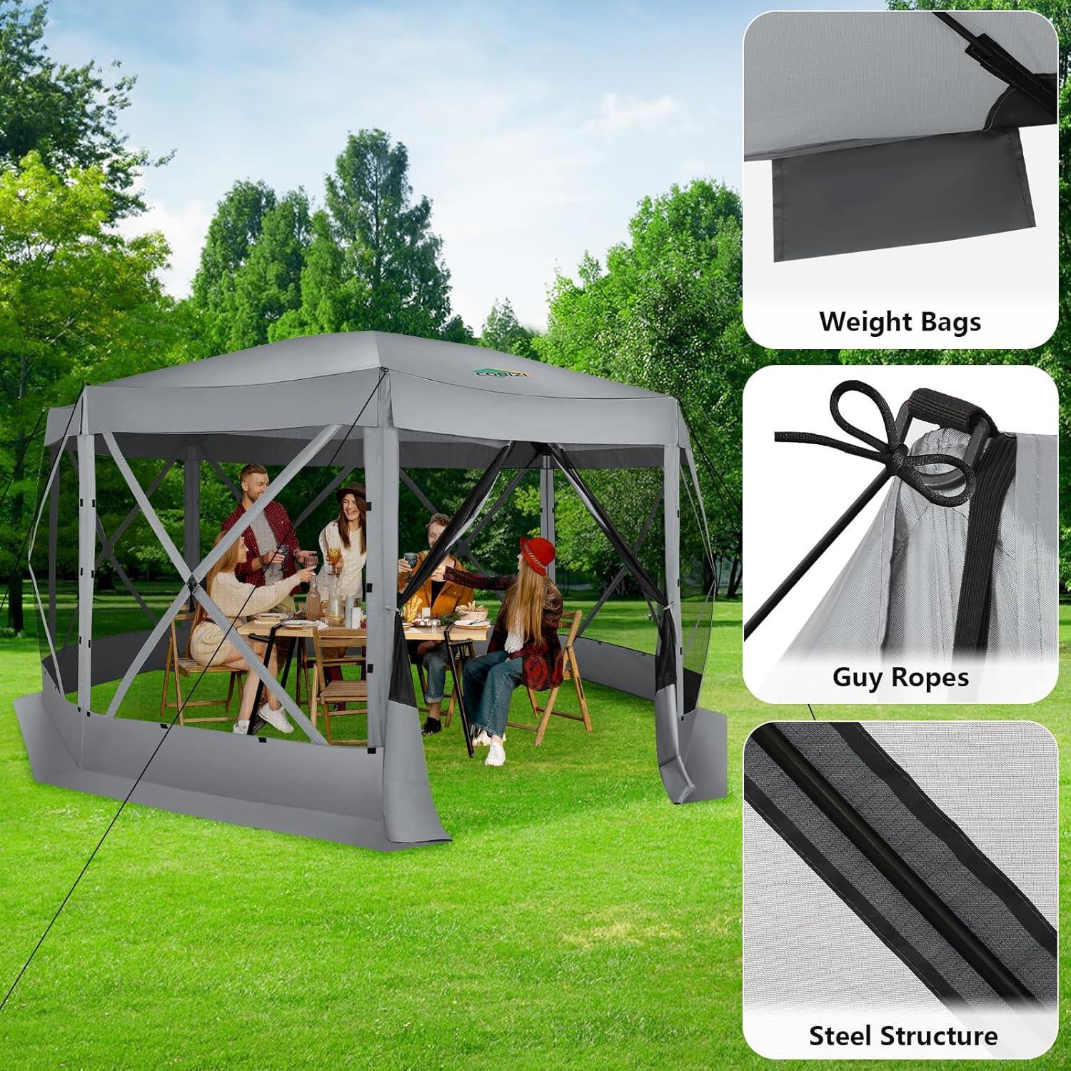 image:imageCOBIZI 10x10 Pop up Canopy Canopy Tent 10x10 with 3 Sidewalls 1 Person Easy Set upTents for Parties Outdoor Tent with Fluorescent Strip amp 4 Sandbags Waterproof 3 Adjustable HeightDark BlueGray