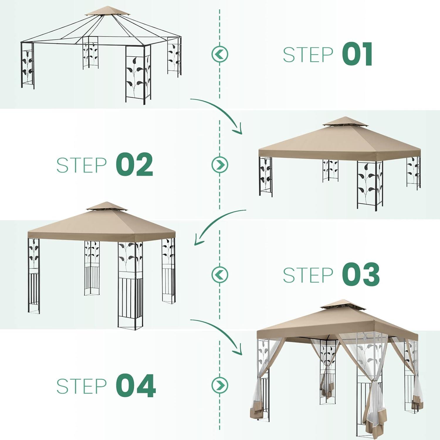 image:imageCOBIZI 10x10 Pop up Canopy Canopy Tent 10x10 with 3 Sidewalls 1 Person Easy Set upTents for Parties Outdoor Tent with Fluorescent Strip amp 4 Sandbags Waterproof 3 Adjustable HeightDark BlueKhaki