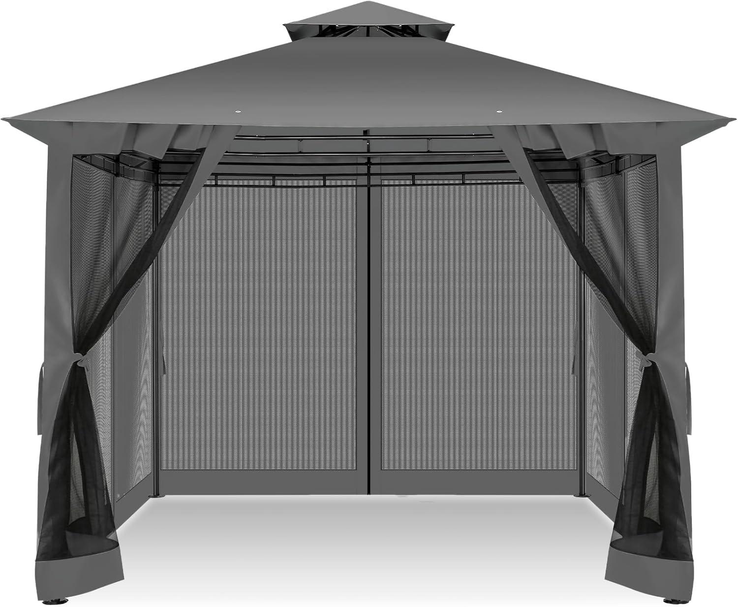 image:imageCOBIZI 10x10 Pop up Canopy Canopy Tent 10x10 with 3 Sidewalls 1 Person Easy Set upTents for Parties Outdoor Tent with Fluorescent Strip amp 4 Sandbags Waterproof 3 Adjustable HeightDark BlueBlackUPF50
