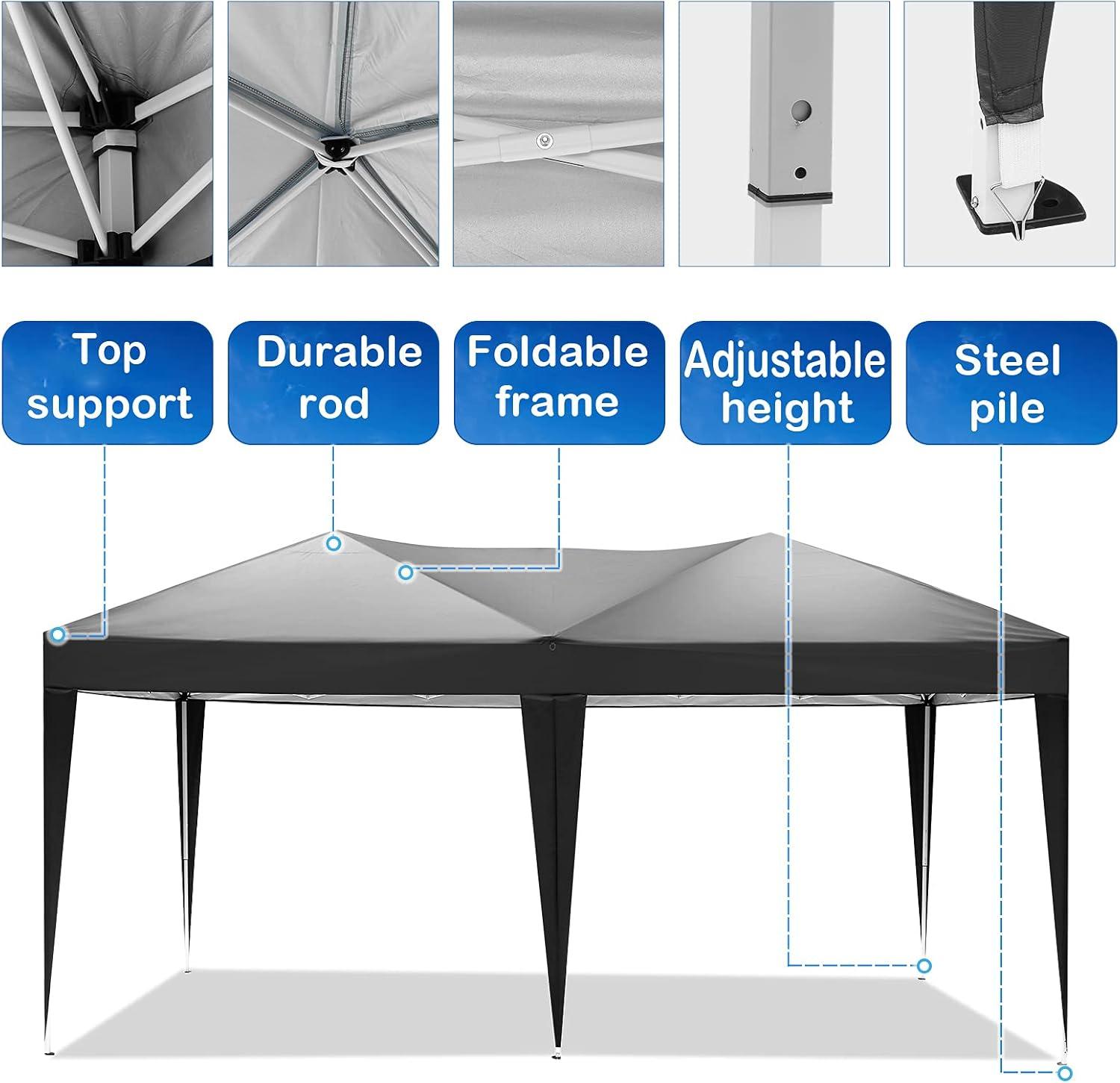 image:imageCOBIZI 10x10 Pop up Canopy Portable Garage with 1Button Push Center Lock Car Port Garage with 1 Sidewalls UV Resistant Waterproof AllSeason Tents Shelter for TruckBlack