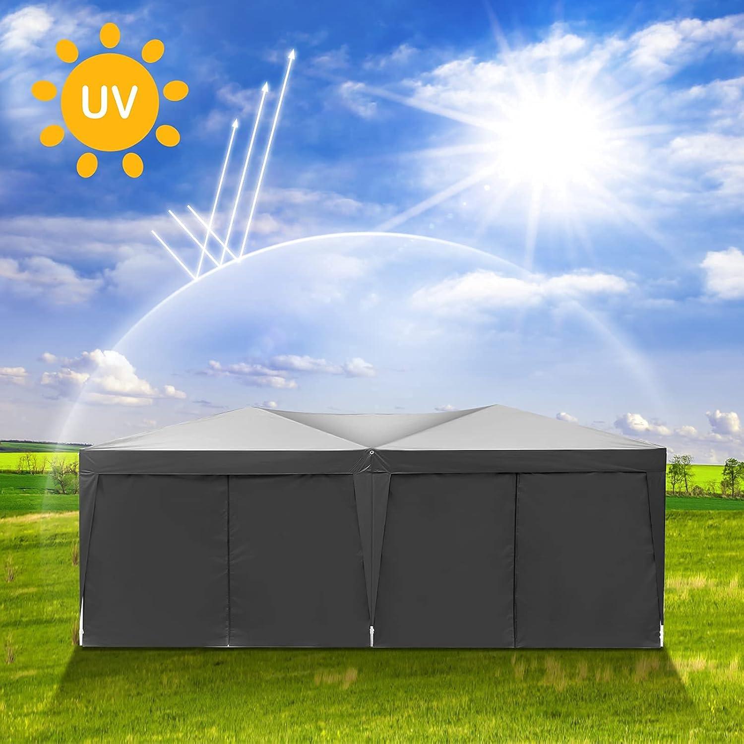 image:imageCOBIZI 10x10 Pop up Canopy Portable Garage with 1Button Push Center Lock Car Port Garage with 1 Sidewalls UV Resistant Waterproof AllSeason Tents Shelter for TruckBlack