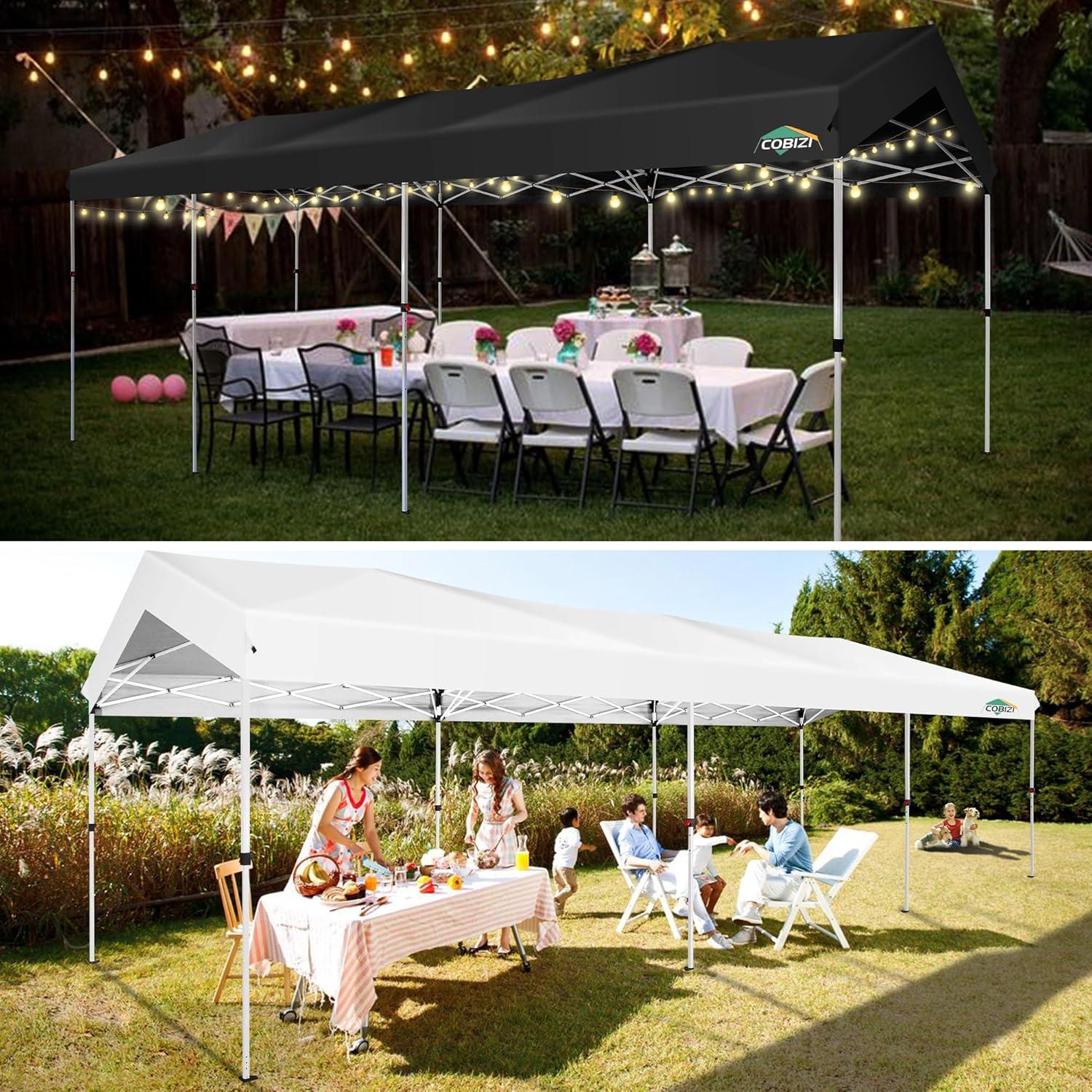 image:imageCOBIZI 10x10 Pop up Canopy Portable Garage with 1Button Push Center Lock Car Port Garage with 1 Sidewalls UV Resistant Waterproof AllSeason Tents Shelter for TruckBlack