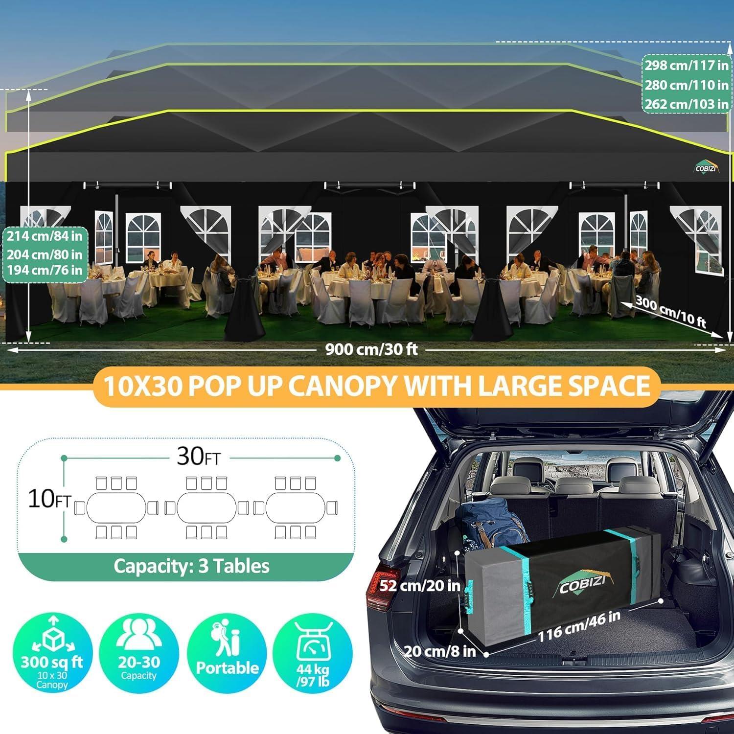 image:imageCOBIZI 10x10 Pop up Canopy Tent with SidewallsOne Push Setup Tent for Parties Waterproof amp UV 50 Outdoor Commercial Gazebo with Air Vent Reflective Strip4 Sandbags for Garden BeachBlackBlack1year warranty