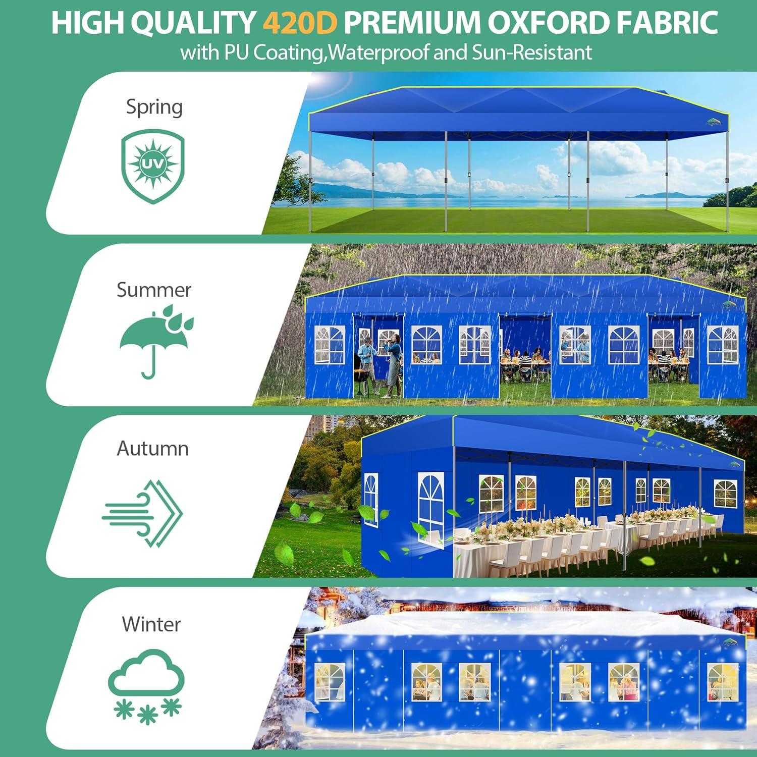 image:imageCOBIZI 10x10 Pop up Canopy Tent with SidewallsOne Push Setup Tent for Parties Waterproof amp UV 50 Outdoor Commercial Gazebo with Air Vent Reflective Strip4 Sandbags for Garden BeachBlackBlue1year warranty