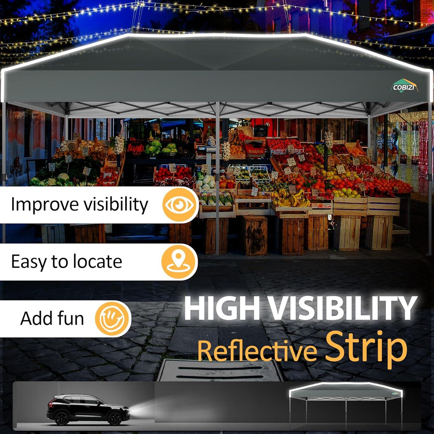image:imageCOBIZI 10x10 Pop up Canopy Tent with SidewallsOne Push Setup Tent for Parties Waterproof amp UV 50 Outdoor Commercial Gazebo with Air Vent Reflective Strip4 Sandbags for Garden BeachBlackGrey1year warranty