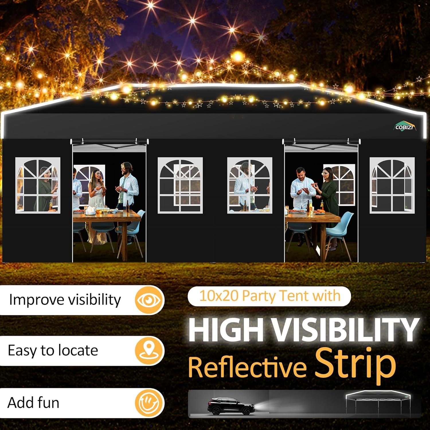 image:imageCOBIZI 10x10 Pop up Canopy Tent with SidewallsOne Push Setup Tent for Parties Waterproof amp UV 50 Outdoor Commercial Gazebo with Air Vent Reflective Strip4 Sandbags for Garden BeachBlackBlack1year warranty