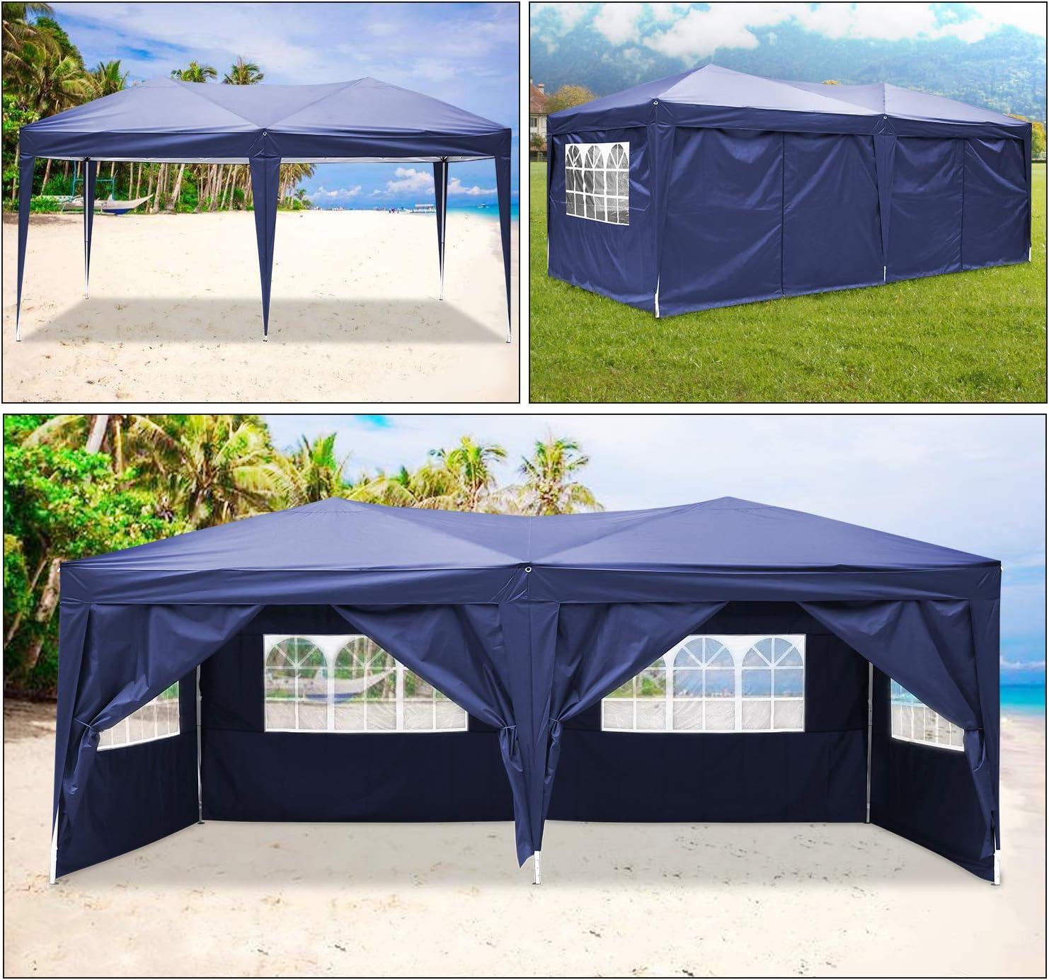 image:imageCOBIZI 10x20 Party Tent Heavy Duty 10x20 Canopy with Removable Sidewalls amp 4 Builtin Sandbags Commercial Wedding Large Tent UV 50 Waterproof WhiteBlau