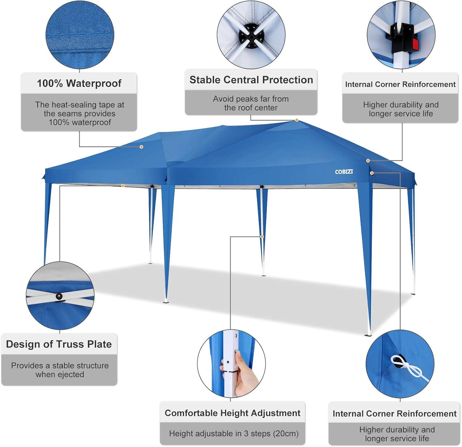 image:imageCOBIZI 10x20 Party Tent Heavy Duty 10x20 Canopy with Removable Sidewalls amp 4 Builtin Sandbags Commercial Wedding Large Tent UV 50 Waterproof WhiteGreen