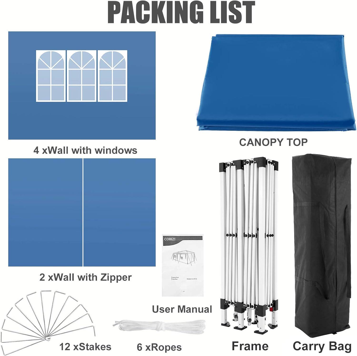 image:imageCOBIZI 10x20 Party Tent Heavy Duty 10x20 Canopy with Removable Sidewalls amp 4 Builtin Sandbags Commercial Wedding Large Tent UV 50 Waterproof WhiteGreen