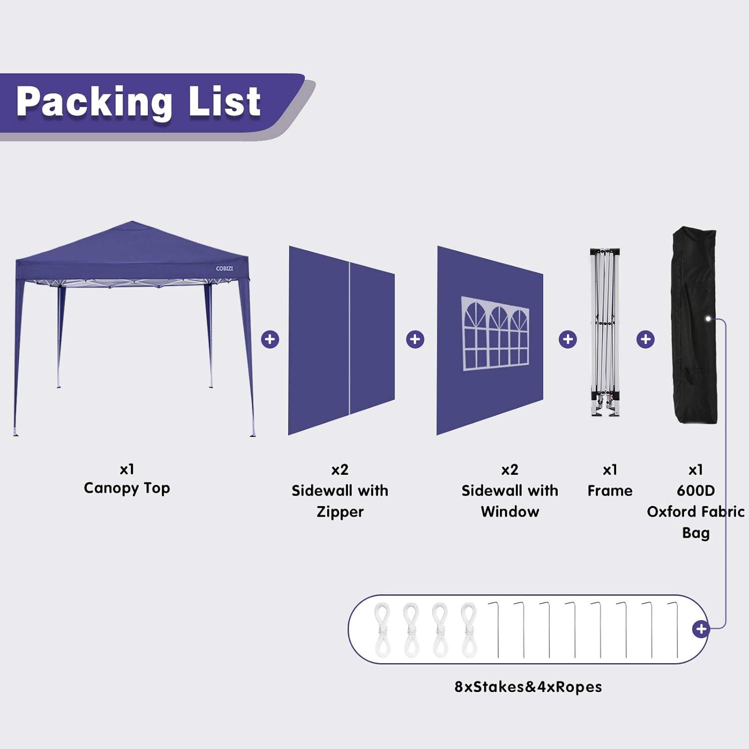 image:imageCOBIZI 10x20 Party Tent Heavy Duty 10x20 Canopy with Removable Sidewalls amp 4 Builtin Sandbags Commercial Wedding Large Tent UV 50 Waterproof WhitePurple