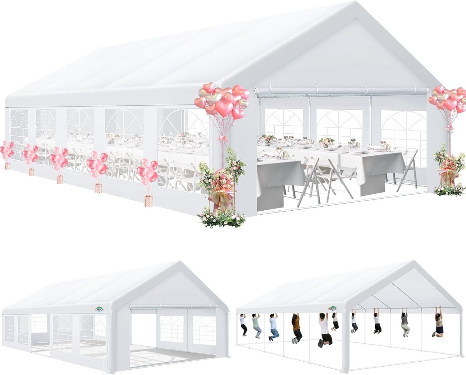 image:imageCOBIZI 10x20 Party Tent Heavy Duty 10x20 Canopy with Removable Sidewalls amp 4 Builtin Sandbags Commercial Wedding Large Tent UV 50 Waterproof WhiteWei