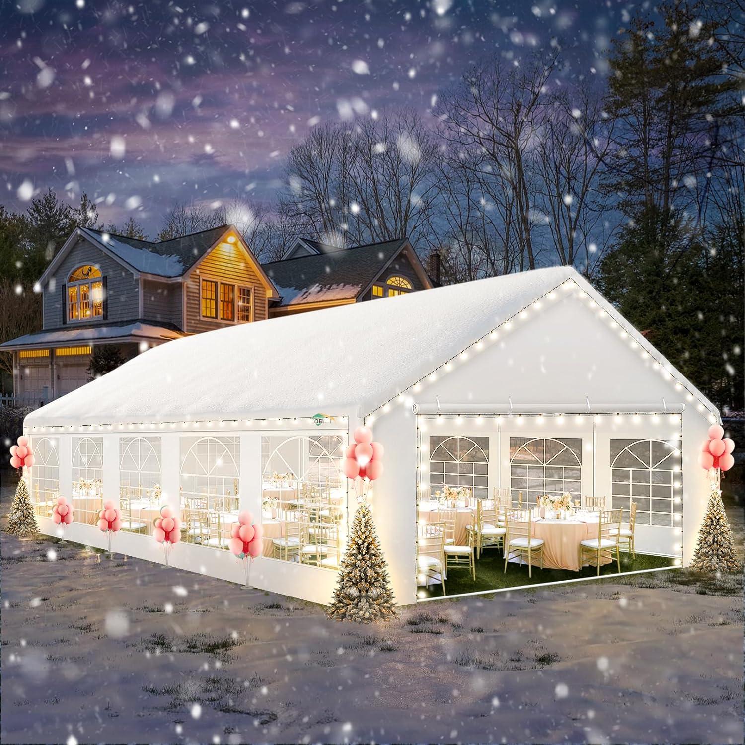 image:imageCOBIZI 10x20 Party Tent Heavy Duty 10x20 Canopy with Removable Sidewalls amp 4 Builtin Sandbags Commercial Wedding Large Tent UV 50 Waterproof WhiteWei