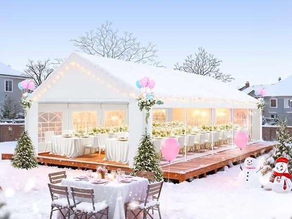 image:imageCOBIZI 10x20 Party Tent Heavy Duty 10x20 Canopy with Removable Sidewalls amp 4 Builtin Sandbags Commercial Wedding Large Tent UV 50 Waterproof WhiteWhite