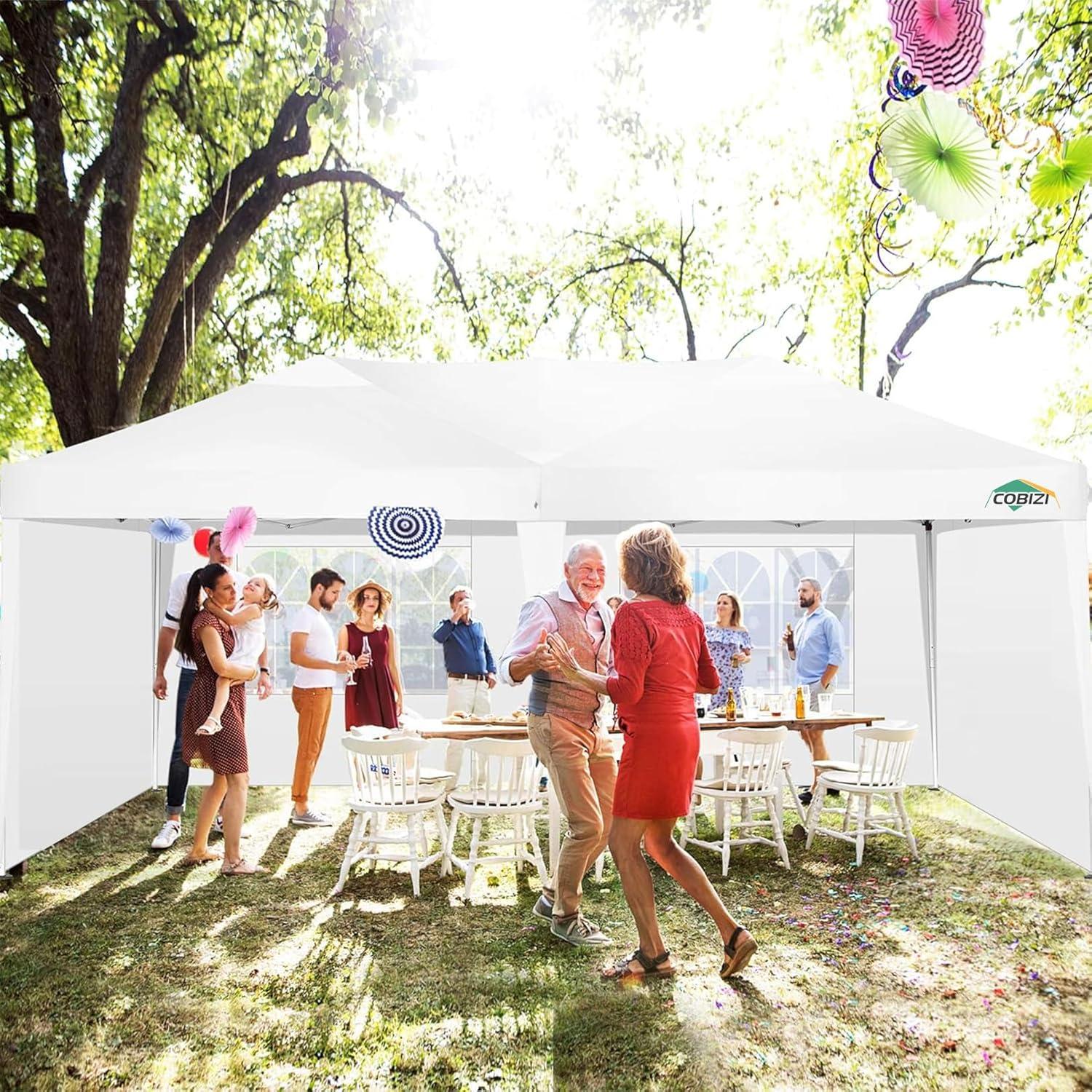 image:imageCOBIZI 10x20 Pop Up Canopy Tent with Removable Sidewalls Waterproof Portable Easy Up Canopy with Carry Bag Instant Outdoor Shelter Tents for Parties Events Backyard Gatherings Weddings White