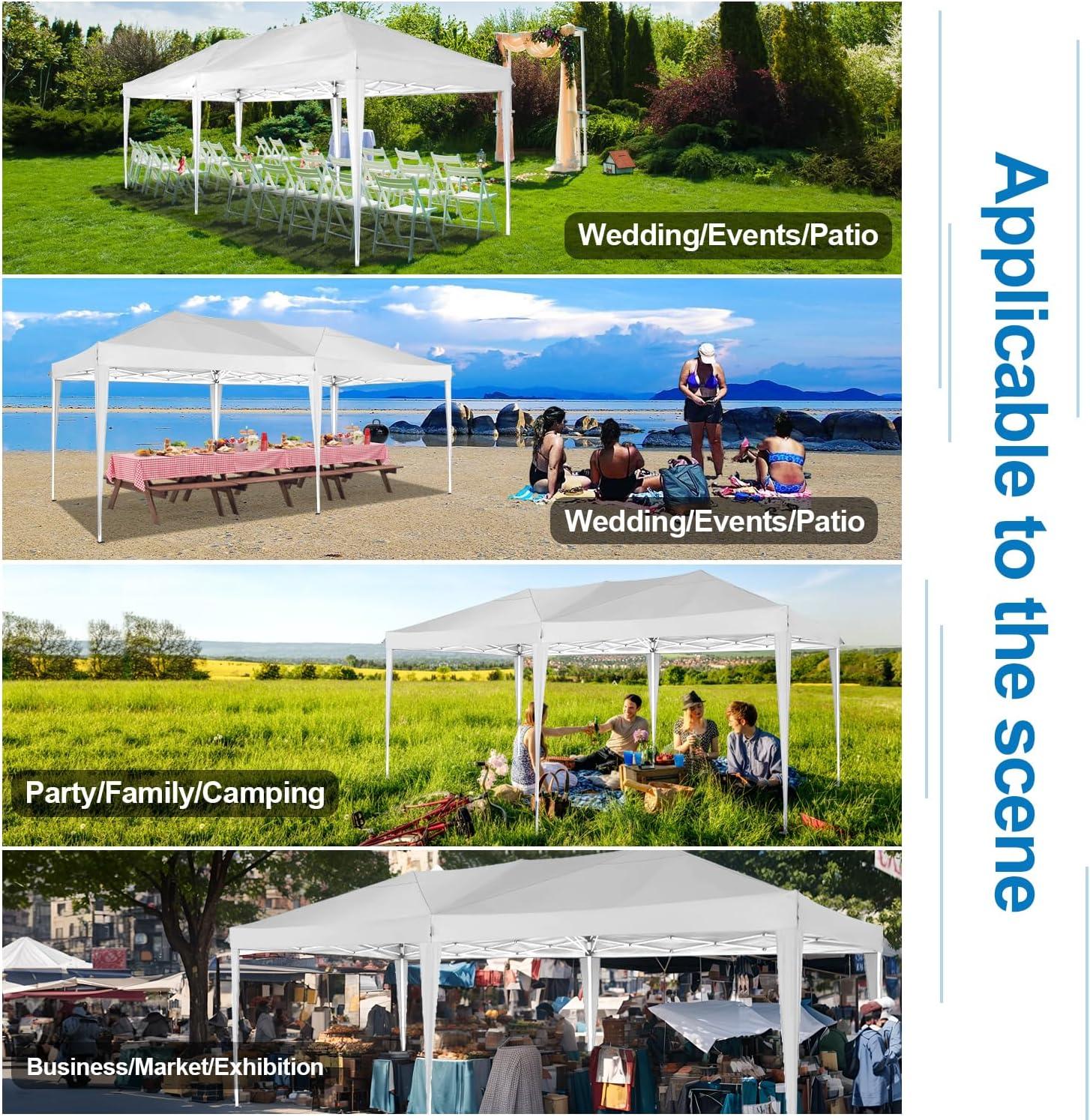 image:imageCOBIZI 10x20 Pop Up Canopy Tent with Removable Sidewalls Waterproof Portable Easy Up Canopy with Carry Bag Instant Outdoor Shelter Tents for Parties Events Backyard Gatherings Weddings White