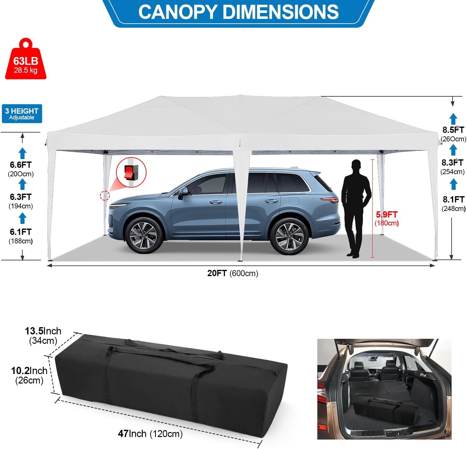 image:imageCOBIZI 10x20 Pop Up Canopy Tent with Removable Sidewalls Waterproof Portable Easy Up Canopy with Carry Bag Instant Outdoor Shelter Tents for Parties Events Backyard Gatherings Weddings White