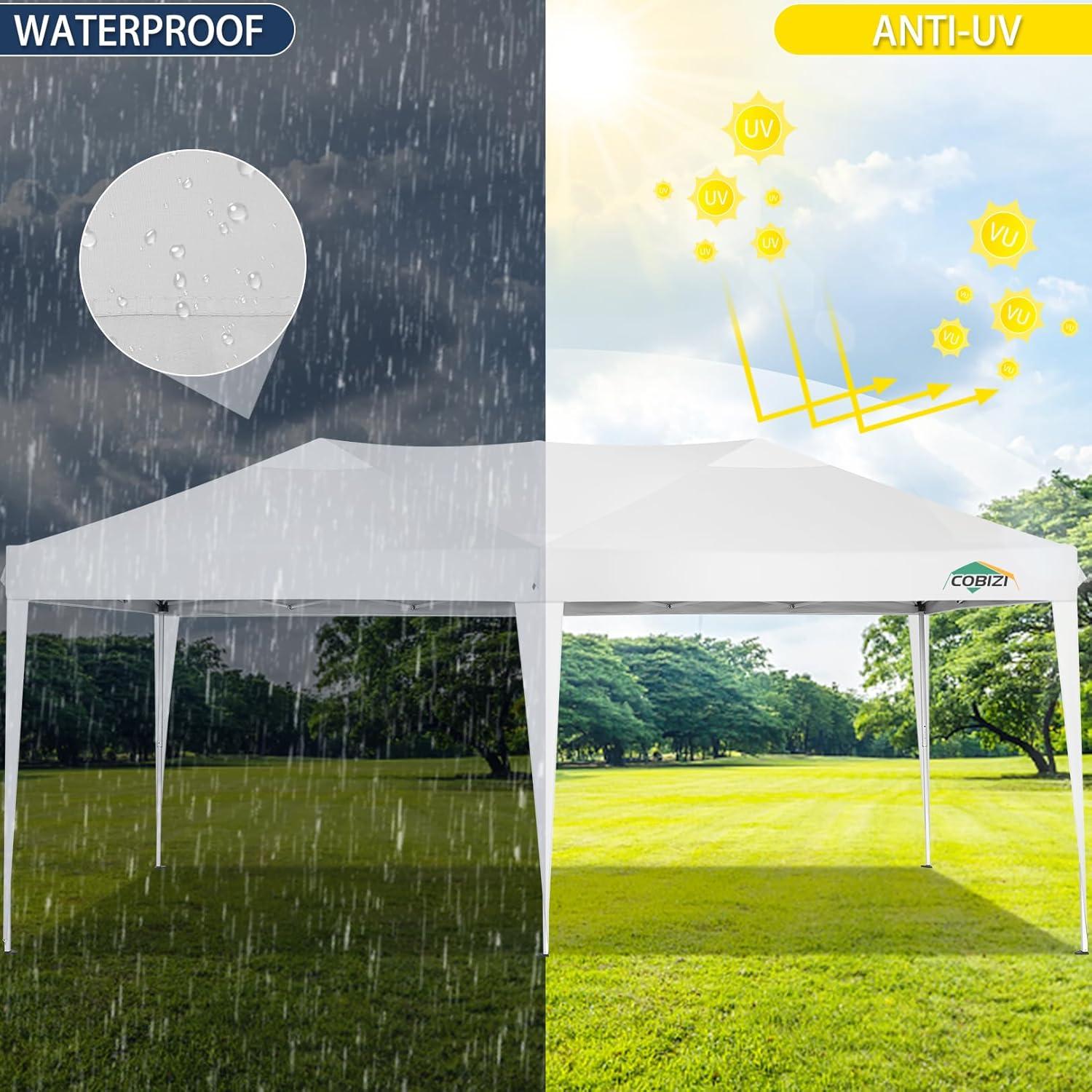 image:imageCOBIZI 10x20 Pop Up Canopy Tent with Removable Sidewalls Waterproof Portable Easy Up Canopy with Carry Bag Instant Outdoor Shelter Tents for Parties Events Backyard Gatherings Weddings White