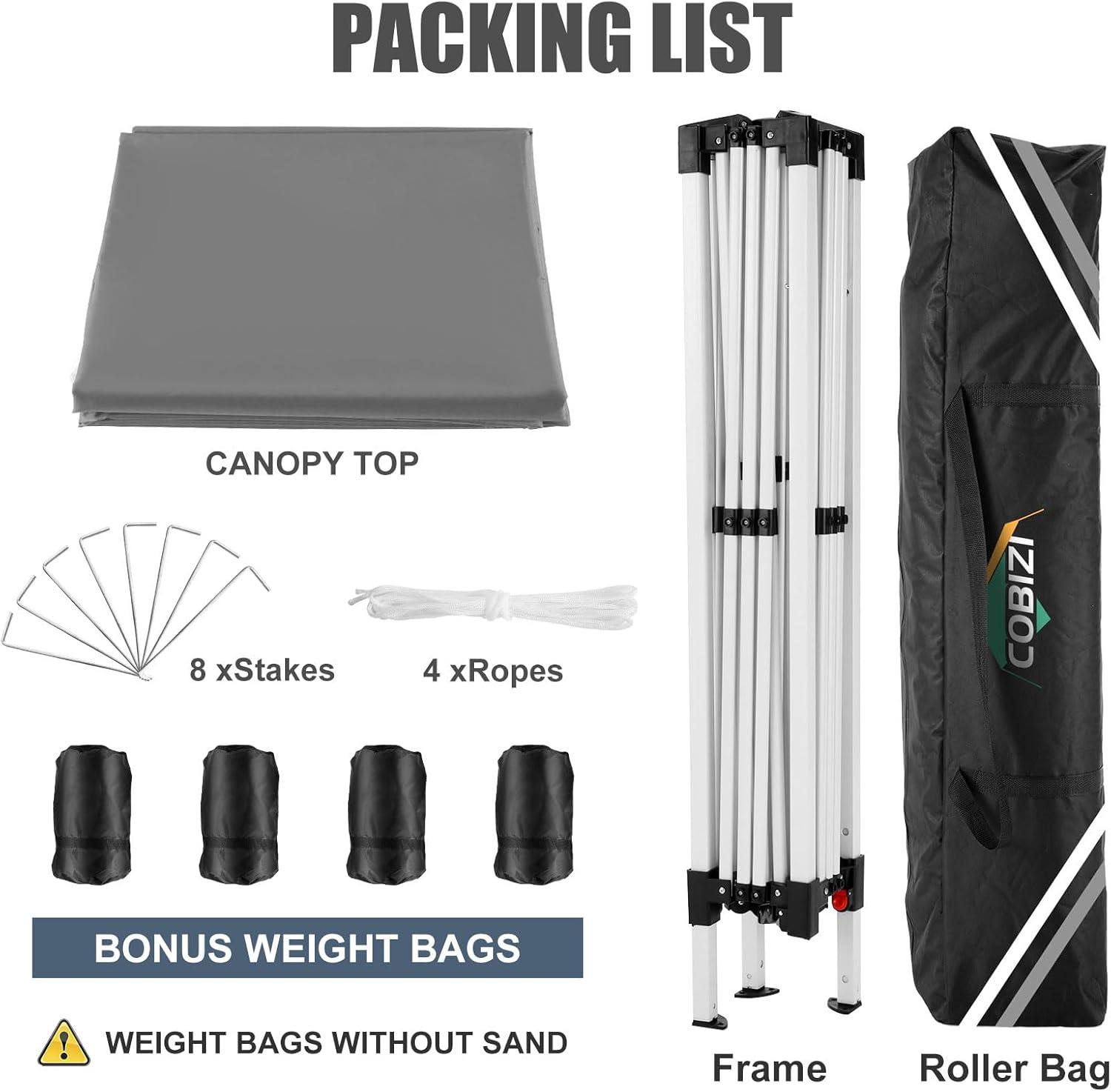 image:imageCOBIZI 10x20 Pop Up Canopy Tent with SidewallsParty Tent Outdoor Gazebos Waterproof amp UV503 Adjustable HeightsHigher Frame Design Extra Tall for Parties BackyardWeddingsMarketsDark BlueLight Gray