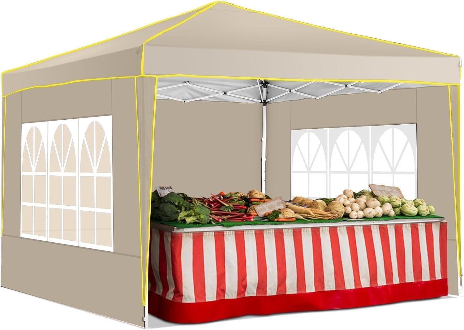 image:imageCOBIZI 10x20 Pop Up Canopy Tent with SidewallsParty Tent Outdoor Gazebos Waterproof amp UV503 Adjustable HeightsHigher Frame Design Extra Tall for Parties BackyardWeddingsMarketsDark BlueKhaki