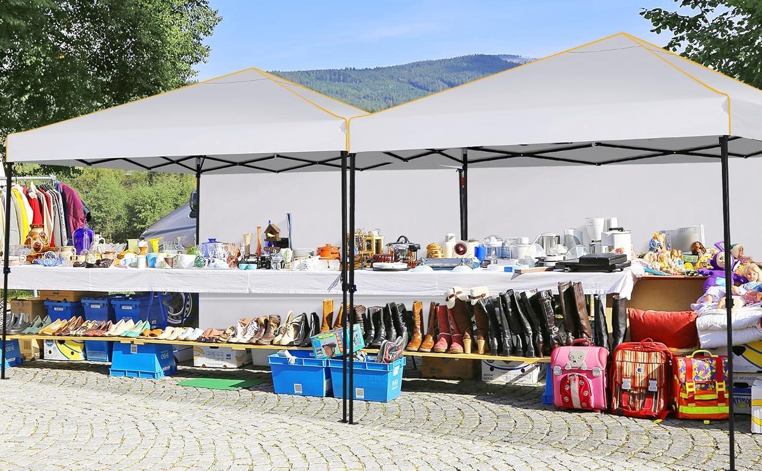 image:imageCOBIZI 10x20 Pop Up Canopy Tent with SidewallsParty Tent Outdoor Gazebos Waterproof amp UV503 Adjustable HeightsHigher Frame Design Extra Tall for Parties BackyardWeddingsMarketsDark BlueNew White