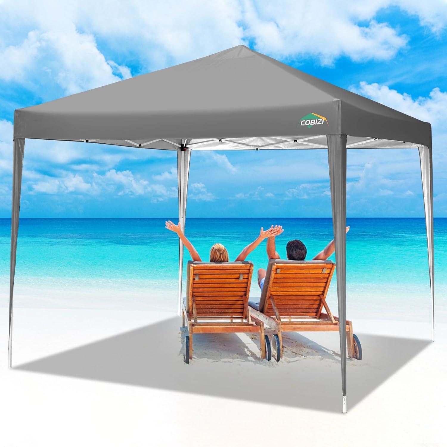 image:imageCOBIZI 10x20 Pop Up Canopy Tent with SidewallsParty Tent Outdoor Gazebos Waterproof amp UV503 Adjustable HeightsHigher Frame Design Extra Tall for Parties BackyardWeddingsMarketsDark BlueLight Gray