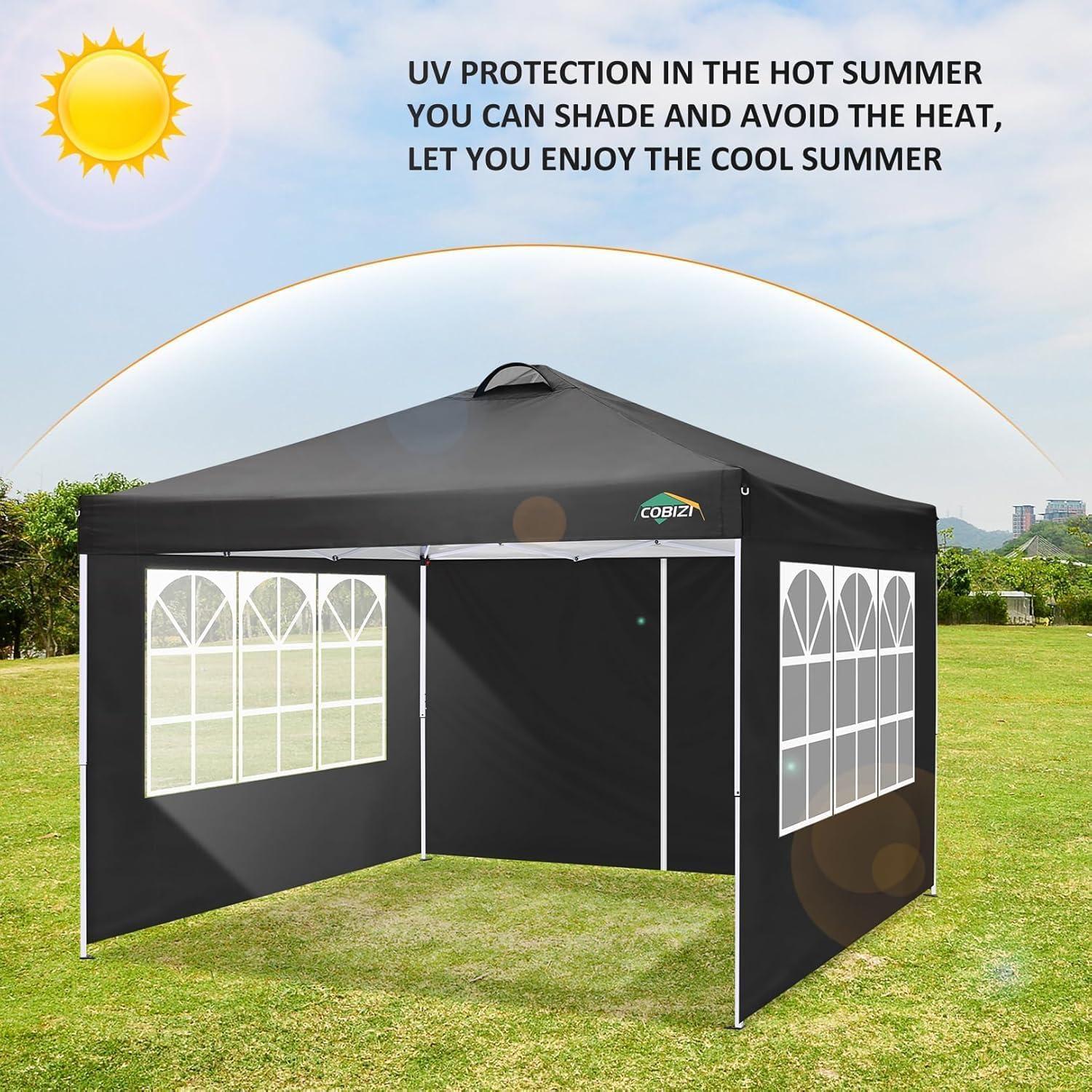 image:imageCOBIZI 10x20 Pop Up Canopy Tent with SidewallsParty Tent Outdoor Gazebos Waterproof amp UV503 Adjustable HeightsHigher Frame Design Extra Tall for Parties BackyardWeddingsMarketsDark BlueLight White
