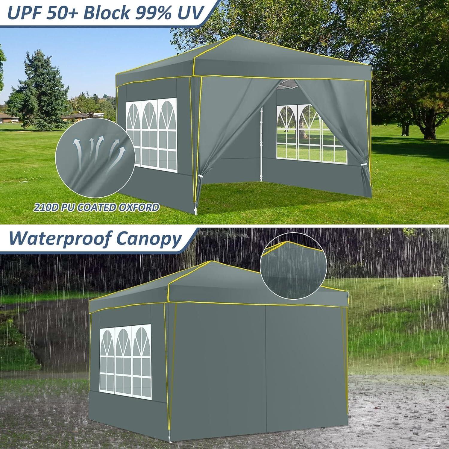 image:imageCOBIZI 10x20 Pop Up Canopy Tent with SidewallsParty Tent Outdoor Gazebos Waterproof amp UV503 Adjustable HeightsHigher Frame Design Extra Tall for Parties BackyardWeddingsMarketsDark BlueGray