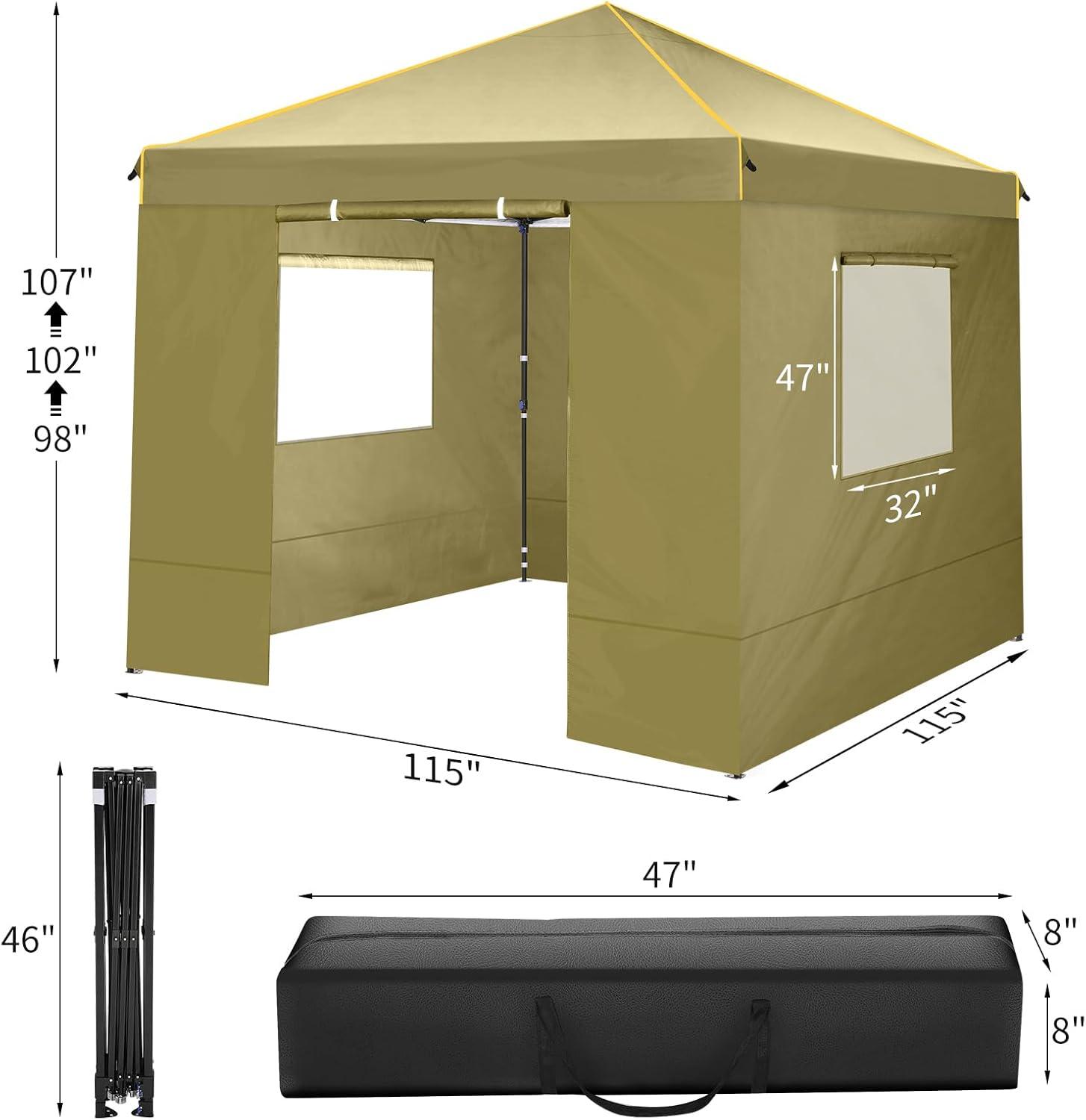 image:imageCOBIZI 10x20 Pop Up Canopy Tent with SidewallsParty Tent Outdoor Gazebos Waterproof amp UV503 Adjustable HeightsHigher Frame Design Extra Tall for Parties BackyardWeddingsMarketsDark BlueKhaki