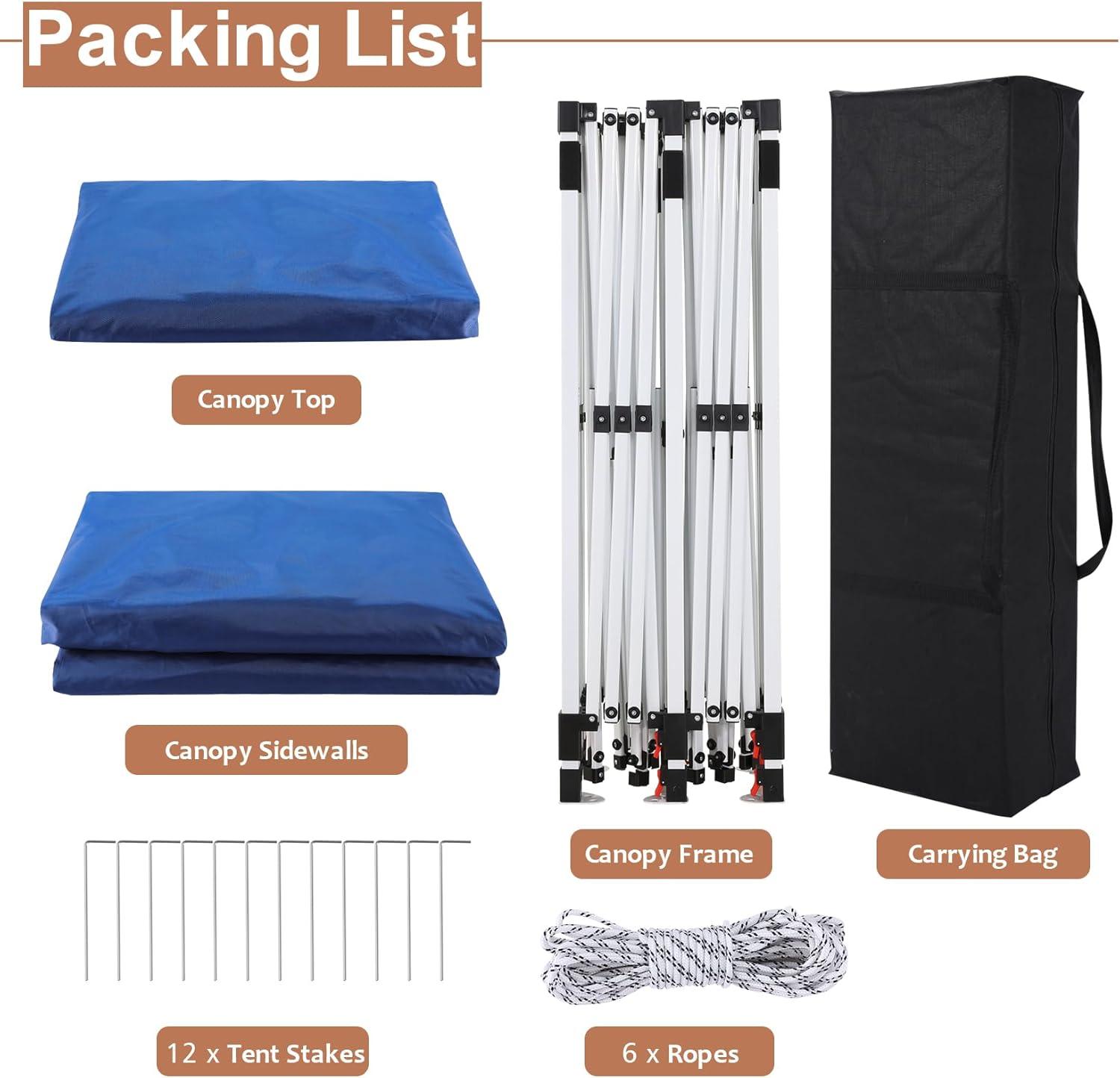 image:imageCOBIZI 10x20 Pop Up Canopy Tent with SidewallsParty Tent Outdoor Gazebos Waterproof amp UV503 Adjustable HeightsHigher Frame Design Extra Tall for Parties BackyardWeddingsMarketsDark BlueBlue