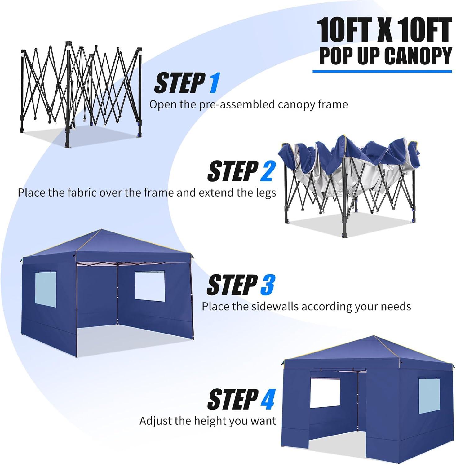 image:imageCOBIZI 10x20 Pop Up Canopy Tent with SidewallsParty Tent Outdoor Gazebos Waterproof amp UV503 Adjustable HeightsHigher Frame Design Extra Tall for Parties BackyardWeddingsMarketsDark BlueDeep Blue