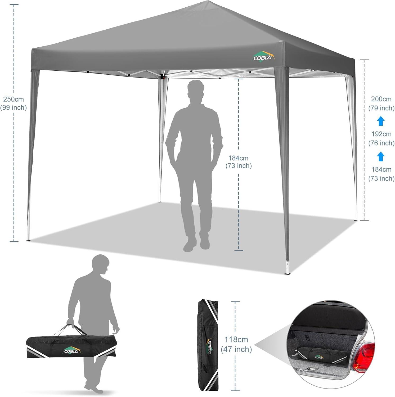 image:imageCOBIZI 10x20 Pop Up Canopy Tent with SidewallsParty Tent Outdoor Gazebos Waterproof amp UV503 Adjustable HeightsHigher Frame Design Extra Tall for Parties BackyardWeddingsMarketsDark BlueLight Gray