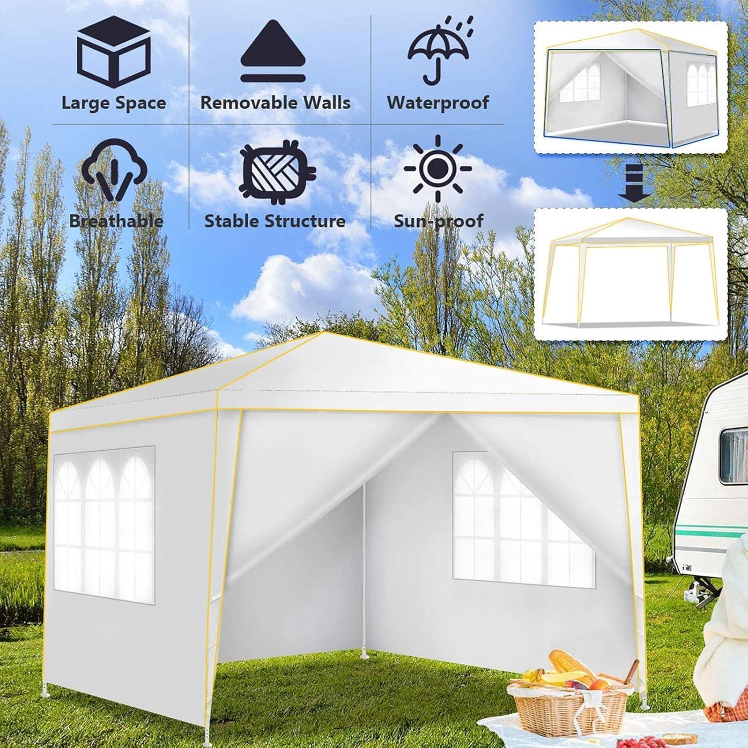 image:imageCOBIZI 10x20 Pop Up Canopy Tent with SidewallsParty Tent Outdoor Gazebos Waterproof amp UV503 Adjustable HeightsHigher Frame Design Extra Tall for Parties BackyardWeddingsMarketsDark BlueWhite