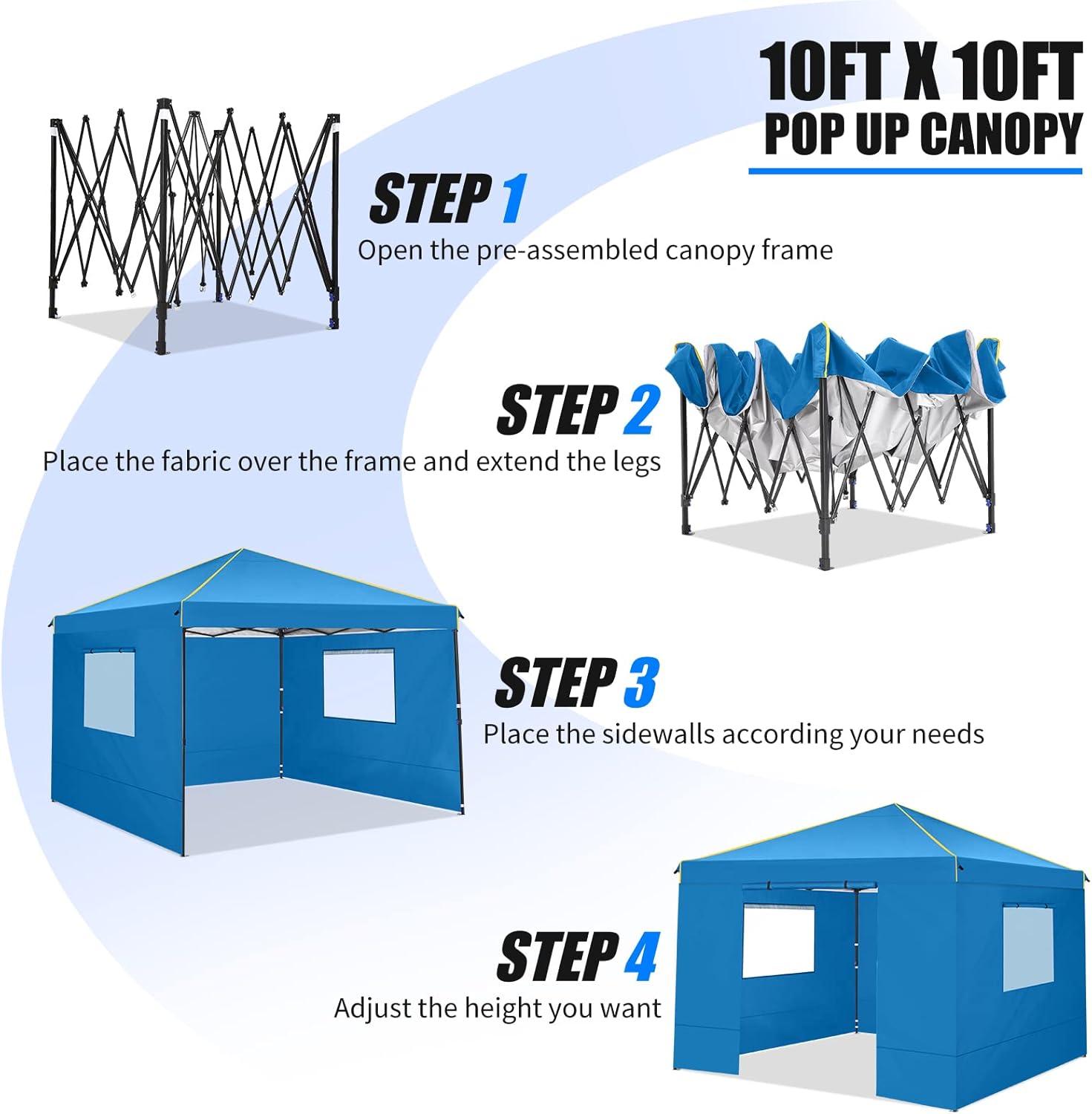 image:imageCOBIZI 10x20 Pop Up Canopy Tent with SidewallsParty Tent Outdoor Gazebos Waterproof amp UV503 Adjustable HeightsHigher Frame Design Extra Tall for Parties BackyardWeddingsMarketsDark BlueBlue