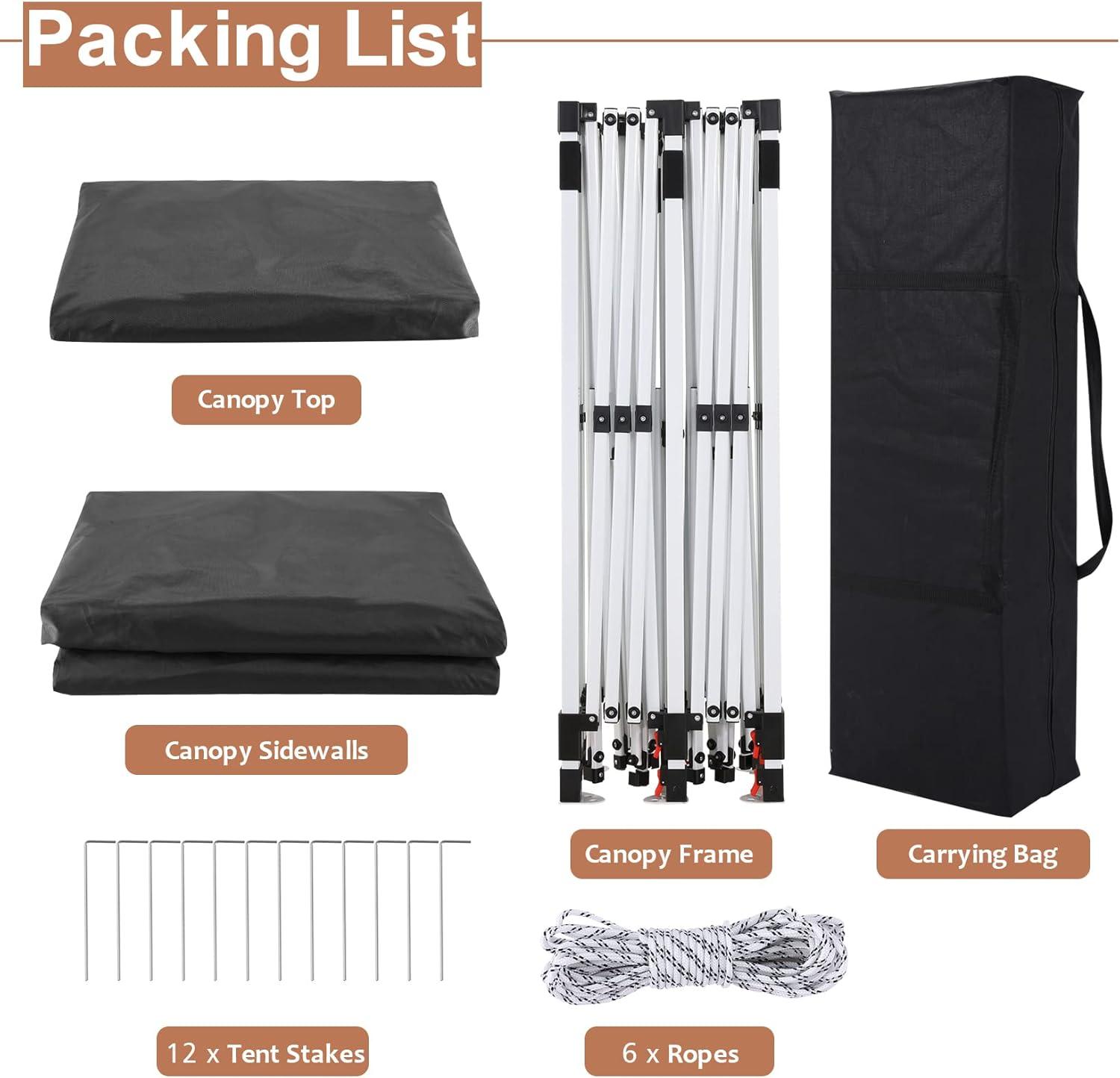 image:imageCOBIZI 10x20 Pop Up Canopy Tent with SidewallsParty Tent Outdoor Gazebos Waterproof amp UV503 Adjustable HeightsHigher Frame Design Extra Tall for Parties BackyardWeddingsMarketsDark BlueNew Black