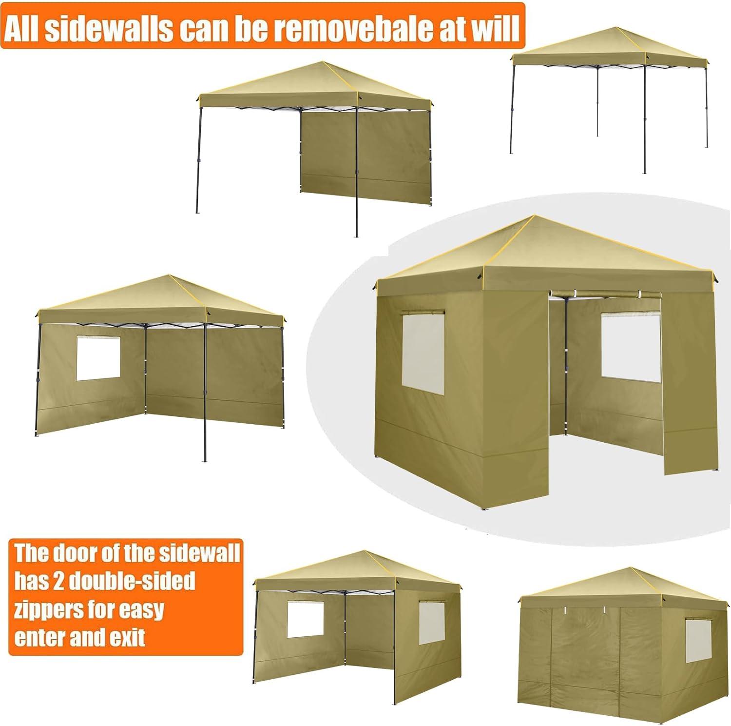 image:imageCOBIZI 10x20 Pop Up Canopy Tent with SidewallsParty Tent Outdoor Gazebos Waterproof amp UV503 Adjustable HeightsHigher Frame Design Extra Tall for Parties BackyardWeddingsMarketsDark BlueKhaki