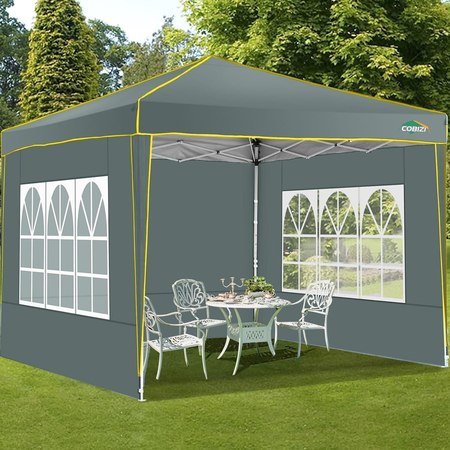 image:imageCOBIZI 10x20 Pop Up Canopy Tent with SidewallsParty Tent Outdoor Gazebos Waterproof amp UV503 Adjustable HeightsHigher Frame Design Extra Tall for Parties BackyardWeddingsMarketsDark BlueGray