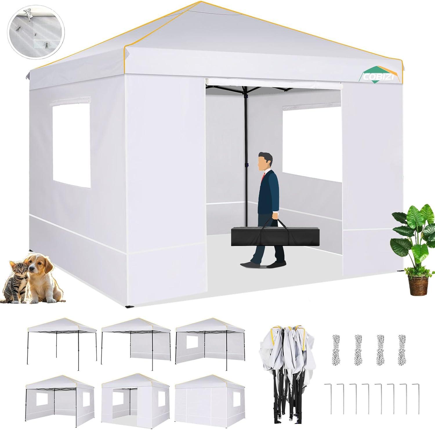 image:imageCOBIZI 10x20 Pop Up Canopy Tent with SidewallsParty Tent Outdoor Gazebos Waterproof amp UV503 Adjustable HeightsHigher Frame Design Extra Tall for Parties BackyardWeddingsMarketsDark BlueWhite