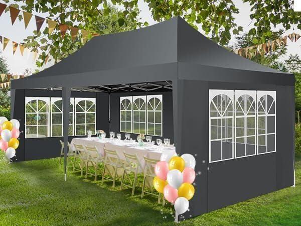 image:imageCOBIZI 10x20 Pop Up Canopy Tent with SidewallsParty Tent Outdoor Gazebos Waterproof amp UV503 Adjustable HeightsHigher Frame Design Extra Tall for Parties BackyardWeddingsMarketsDark BlueGray