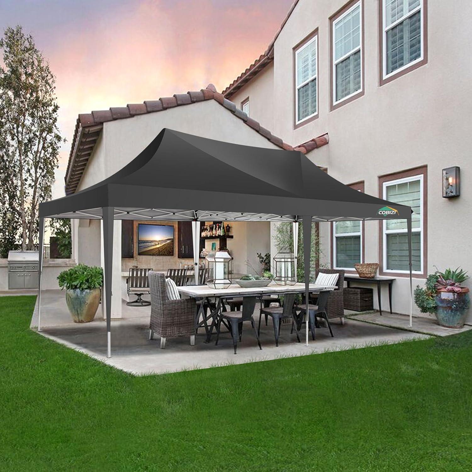 image:imageCOBIZI 10x20 Pop Up Canopy Tent with SidewallsParty Tent Outdoor Gazebos Waterproof amp UV503 Adjustable HeightsHigher Frame Design Extra Tall for Parties BackyardWeddingsMarketsDark BlueNew Black