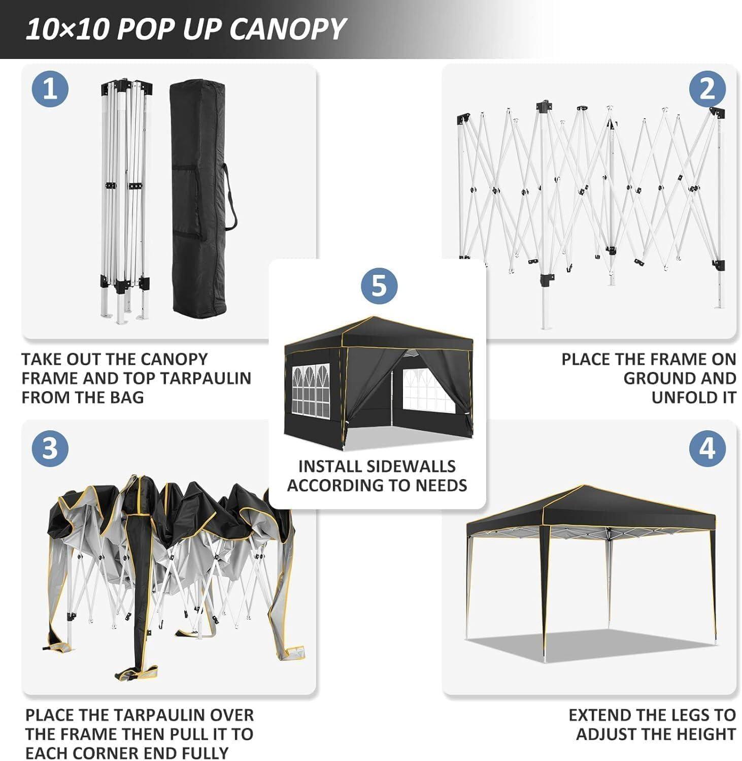 image:imageCOBIZI 10x20 Pop Up Canopy Tent with SidewallsParty Tent Outdoor Gazebos Waterproof amp UV503 Adjustable HeightsHigher Frame Design Extra Tall for Parties BackyardWeddingsMarketsDark BlueBlack