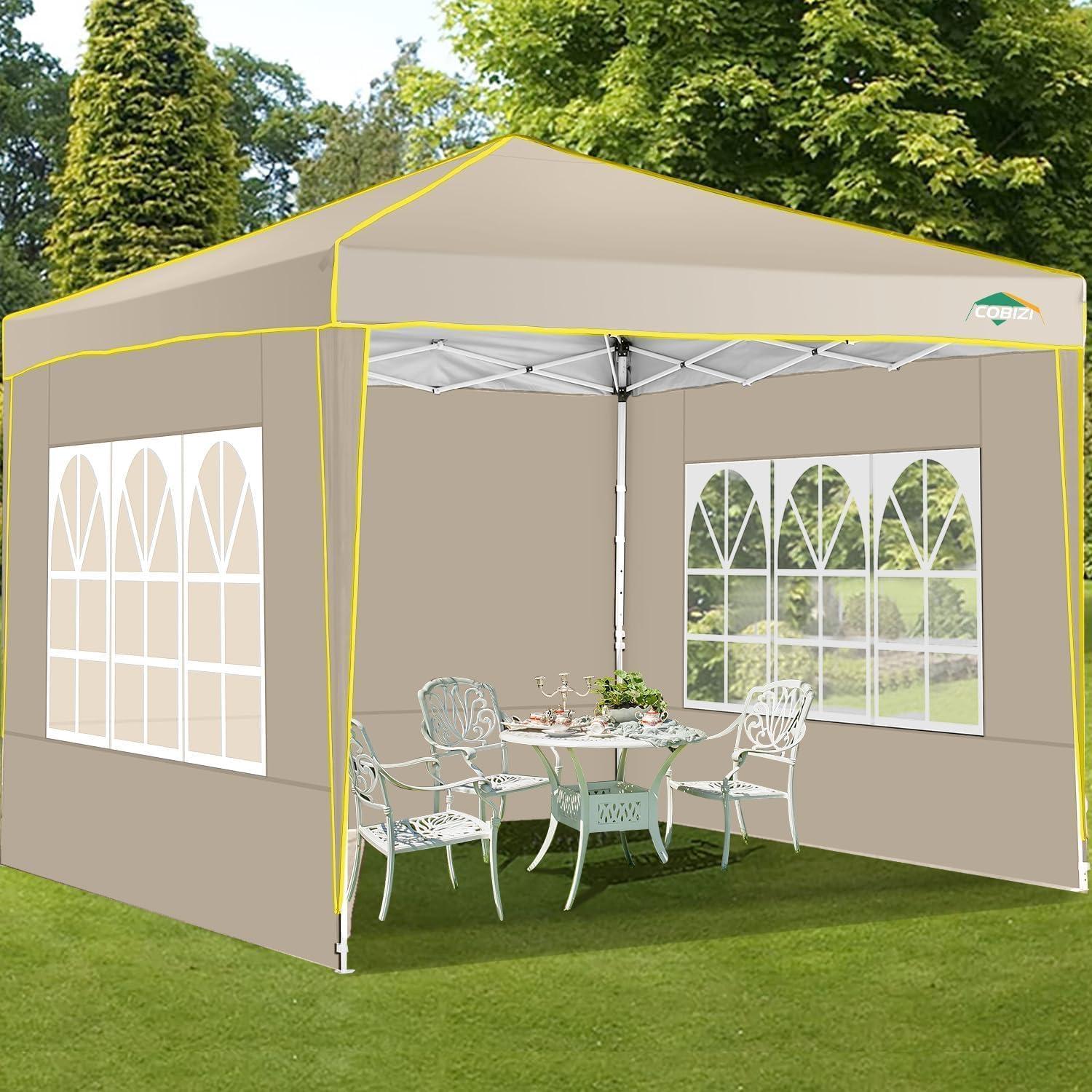 image:imageCOBIZI 10x20 Pop Up Canopy Tent with SidewallsParty Tent Outdoor Gazebos Waterproof amp UV503 Adjustable HeightsHigher Frame Design Extra Tall for Parties BackyardWeddingsMarketsDark BlueKhaki