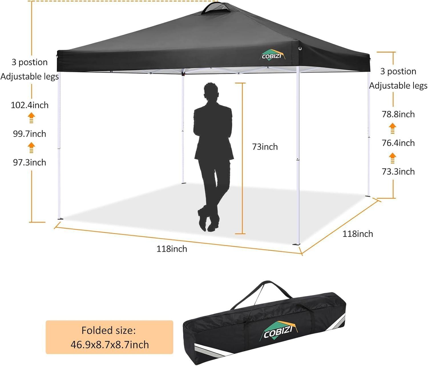 image:imageCOBIZI 10x20 Pop Up Canopy Tent with SidewallsParty Tent Outdoor Gazebos Waterproof amp UV503 Adjustable HeightsHigher Frame Design Extra Tall for Parties BackyardWeddingsMarketsDark BlueLight White