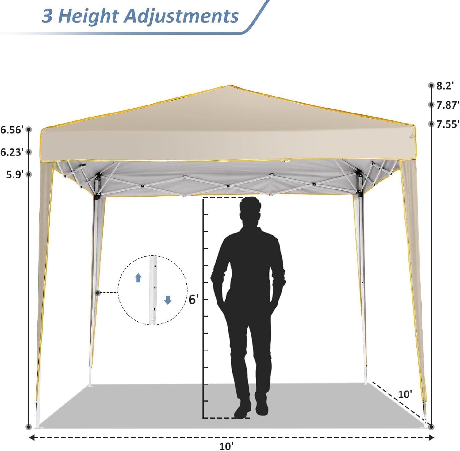 image:imageCOBIZI 10x20 Pop Up Canopy Tent with SidewallsParty Tent Outdoor Gazebos Waterproof amp UV503 Adjustable HeightsHigher Frame Design Extra Tall for Parties BackyardWeddingsMarketsDark BlueKhaki