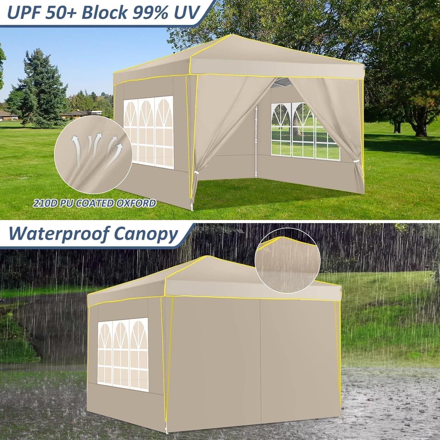 image:imageCOBIZI 10x20 Pop Up Canopy Tent with SidewallsParty Tent Outdoor Gazebos Waterproof amp UV503 Adjustable HeightsHigher Frame Design Extra Tall for Parties BackyardWeddingsMarketsDark BlueKhaki